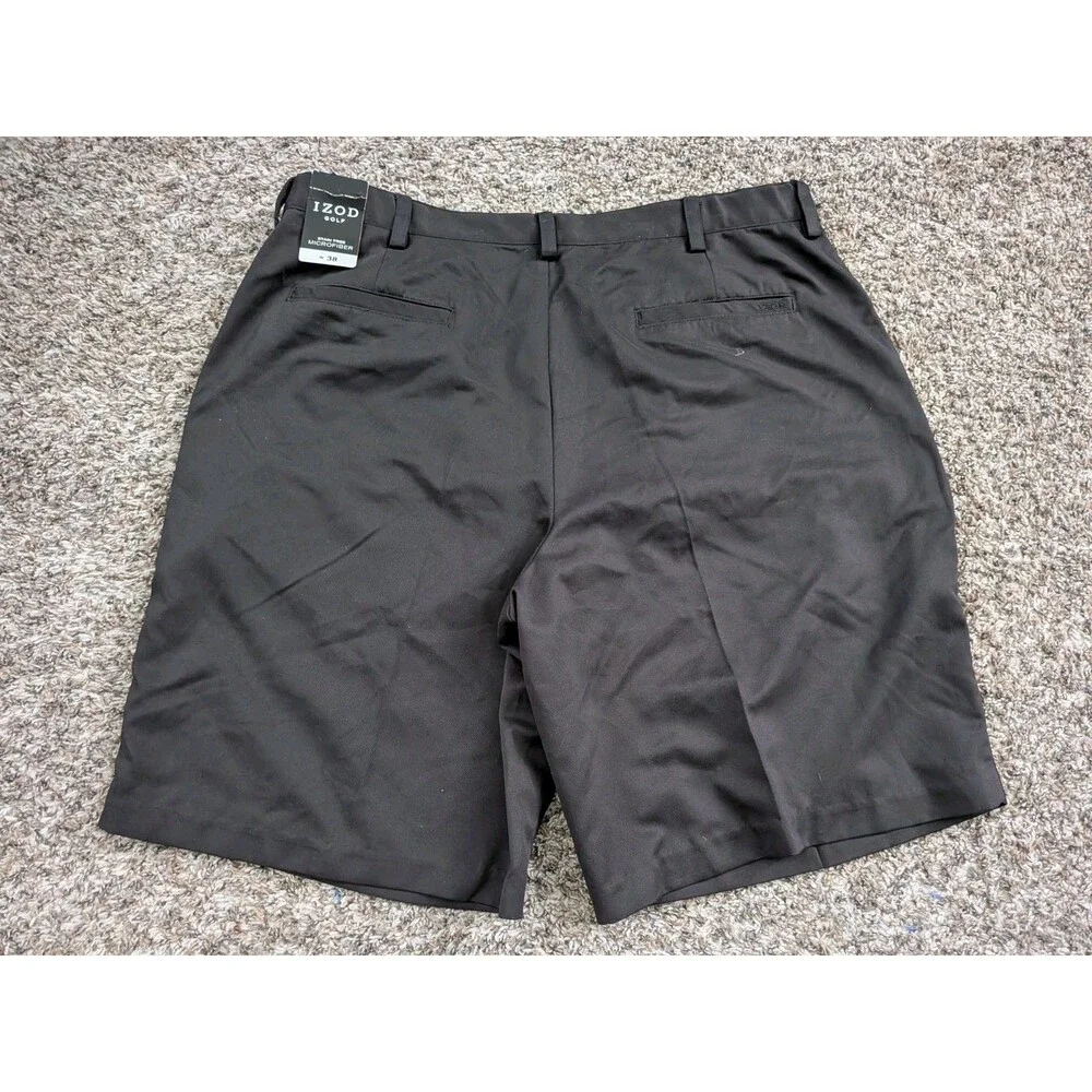 Izod Golf‎ Flat Front Pleated Shorts Men's Black Size 38 NWT